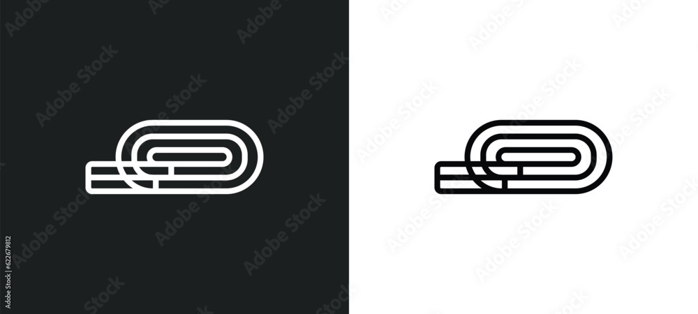 Poster running track outline icon in white and black colors. running track flat vector icon from sports and
