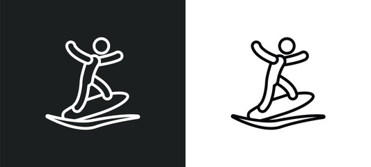 surf sea outline icon in white and black colors. surf sea flat vector icon from sports collection for web, mobile apps and ui.