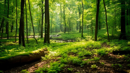 Fototapeta na wymiar Serene Landscape of a Lush Forest: Nature's Tranquil Beauty. Generative AI.