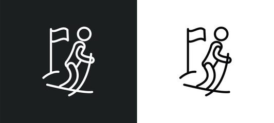 slalom outline icon in white and black colors. slalom flat vector icon from sports collection for web, mobile apps and ui.