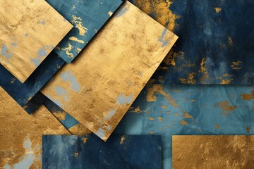 Grunge Blue and Gold Digital Paper texture Generative AI 