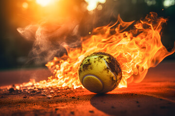 tennis ball explosion in the fire ai generated art