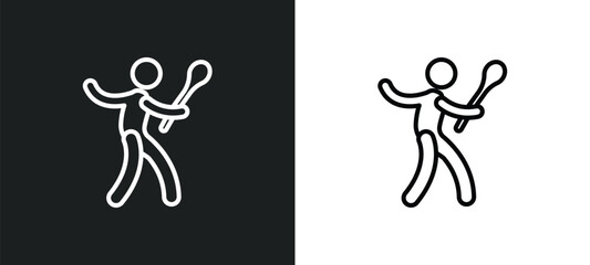 hurling outline icon in white and black colors. hurling flat vector icon from sport collection for web, mobile apps and ui. - obrazy, fototapety, plakaty