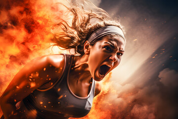 On the Move: Tennis Player in Dynamic Action - obrazy, fototapety, plakaty
