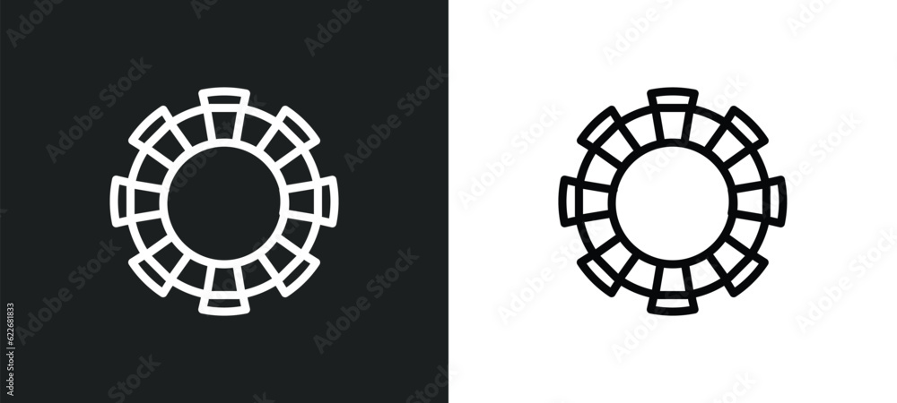 Poster dart board outline icon in white and black colors. dart board flat vector icon from sport collection