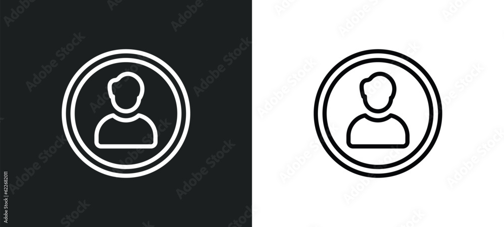 Poster user avatar outline icon in white and black colors. user avatar flat vector icon from social collect