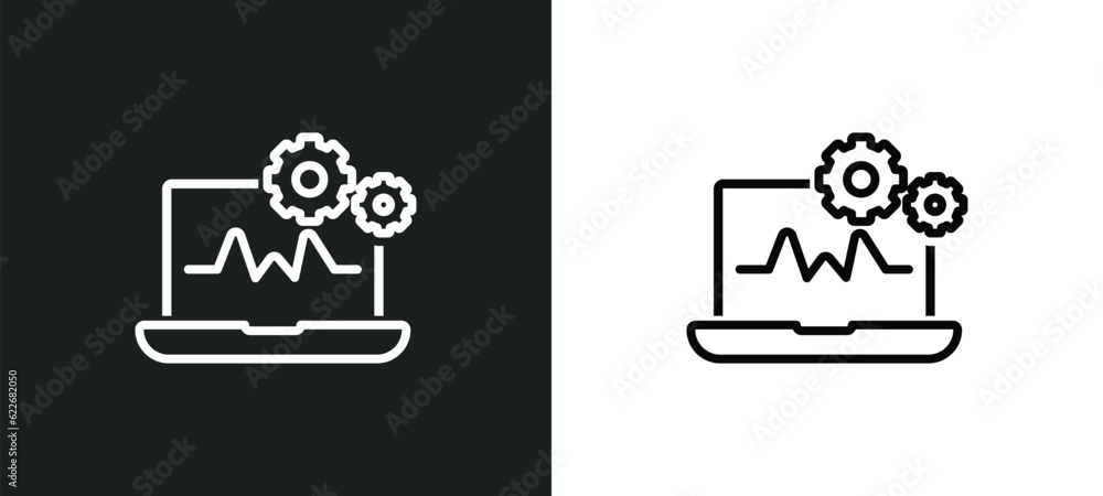 Poster system outline icon in white and black colors. system flat vector icon from social media collection 