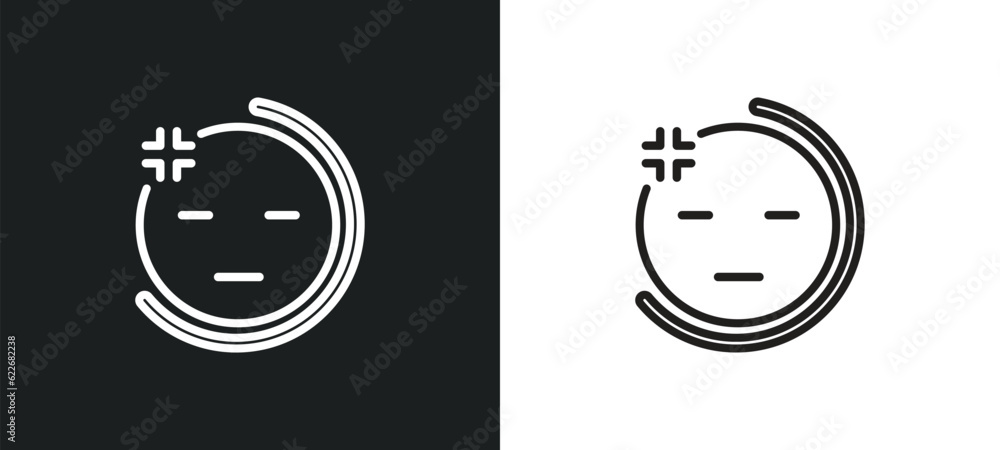 Poster headache outline icon in white and black colors. headache flat vector icon from smileys collection f