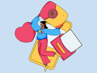 Holiday Shopping E-Commerce Online Shopping People Flat Vector Concept Operation Hand Drawn Illustration
