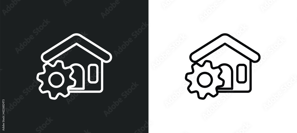 Poster automation outline icon in white and black colors. automation flat vector icon from smart house coll