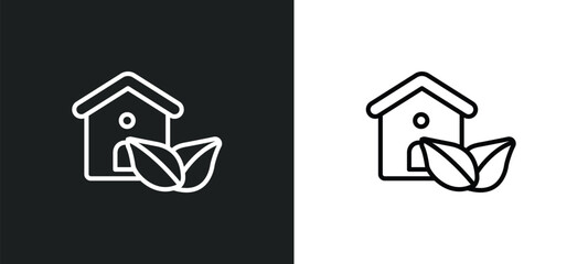 eco home outline icon in white and black colors. eco home flat vector icon from smart house collection for web, mobile apps and ui.