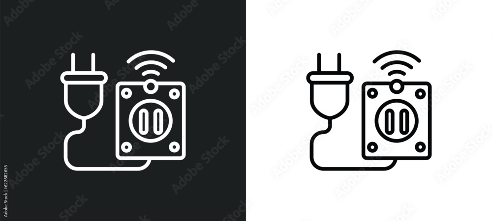 Aufkleber smart switch outline icon in white and black colors. smart switch flat vector icon from smart home c