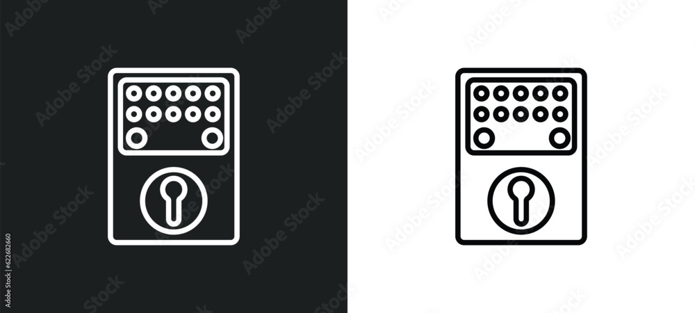 Poster smart lock outline icon in white and black colors. smart lock flat vector icon from smart home colle