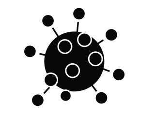 Black Bacteria icon isolated on white background. Bacteria and germs, microorganism disease causing, cell cancer, microbe, virus, fungi. Vector Illustration.