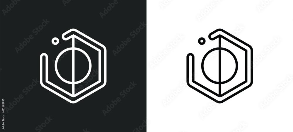 Poster circle with vertical line outline icon in white and black colors. circle with vertical line flat vec
