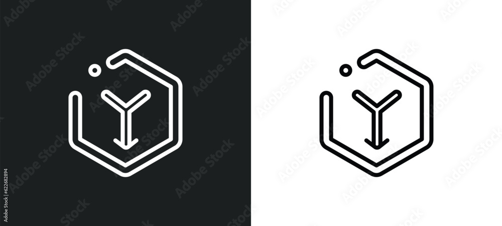 Poster the intersection of outline icon in white and black colors. the intersection of flat vector icon fro