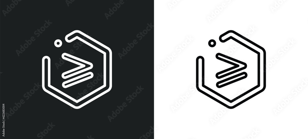 Poster is equal to or greater than outline icon in white and black colors. is equal to or greater than flat