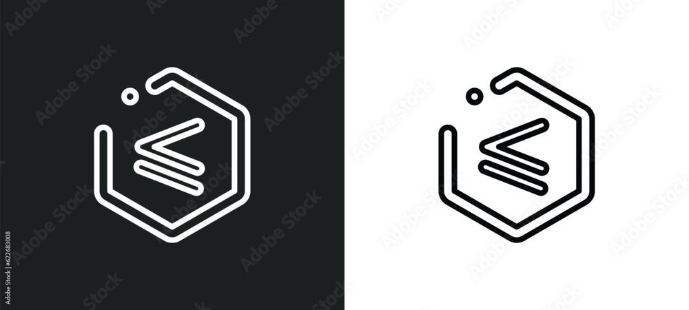 Poster is less than or equal to outline icon in white and black colors. is less than or equal to flat vecto