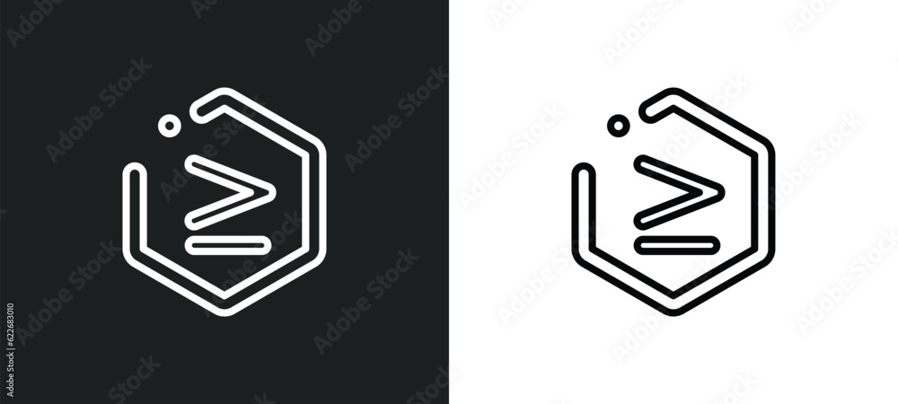 Poster is greater than or equal to outline icon in white and black colors. is greater than or equal to flat