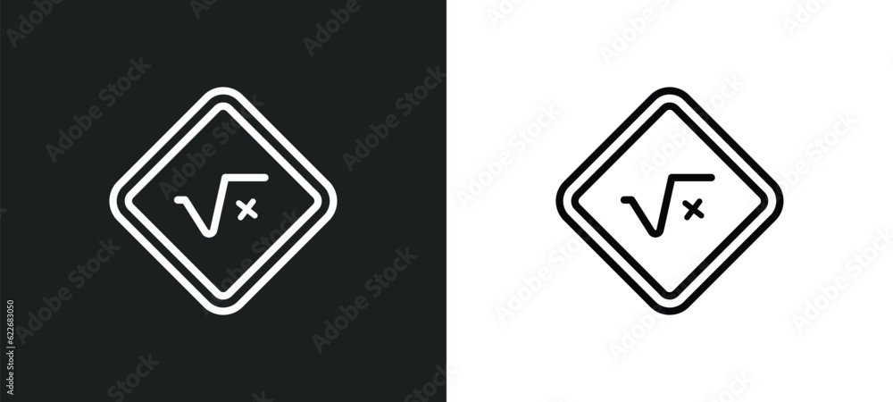 Poster square root of x outline icon in white and black colors. square root of x flat vector icon from sign
