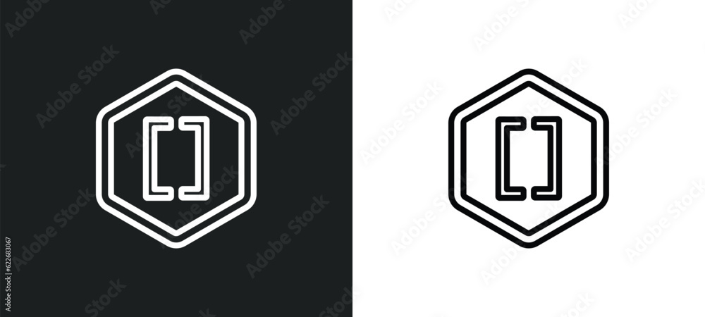 Aufkleber brackets grouping outline icon in white and black colors. brackets grouping flat vector icon from si