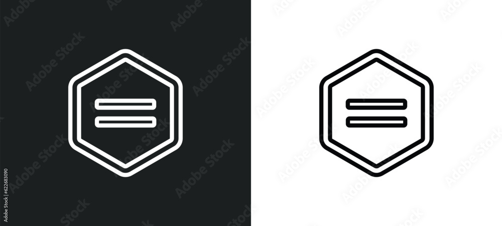 Poster equal outline icon in white and black colors. equal flat vector icon from signs collection for web, 
