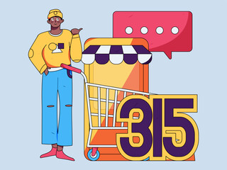 Holiday Shopping E-Commerce Online Shopping People Flat Vector Concept Operation Hand Drawn Illustration
