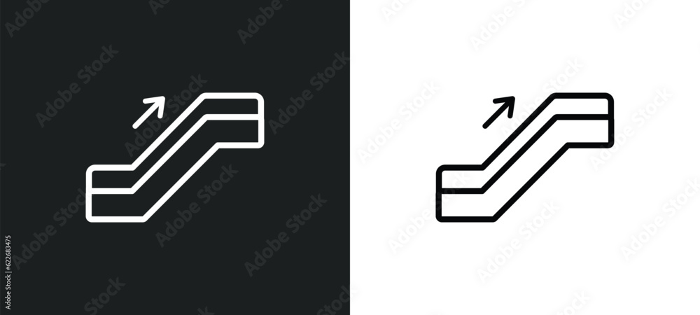 Poster or going down outline icon in white and black colors. or going down flat vector icon from signs coll