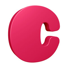 3D pink alphabet letter c for education and text concept