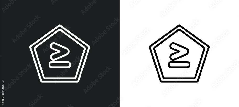 Poster is greater than outline icon in white and black colors. is greater than flat vector icon from signs 