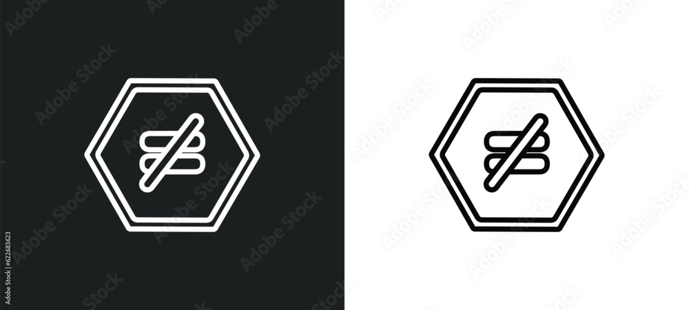 Poster is not equal to outline icon in white and black colors. is not equal to flat vector icon from signs 
