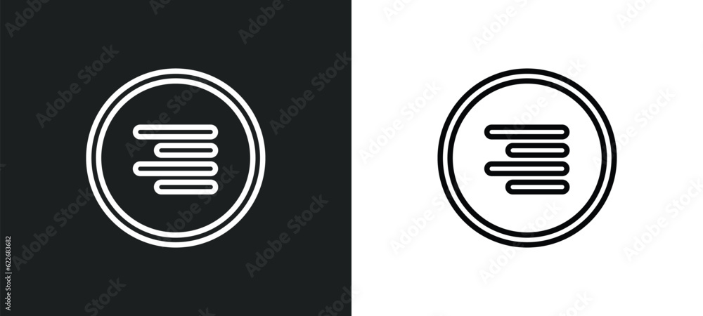 Poster align right outline icon in white and black colors. align right flat vector icon from signs collecti