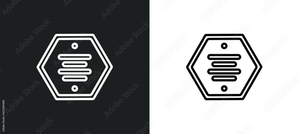 Poster align center outline icon in white and black colors. align center flat vector icon from signs collec