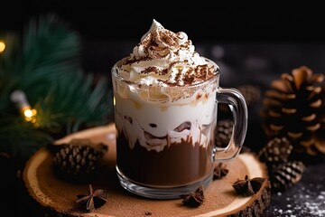 cup of coffee with chocolate and cinnamon