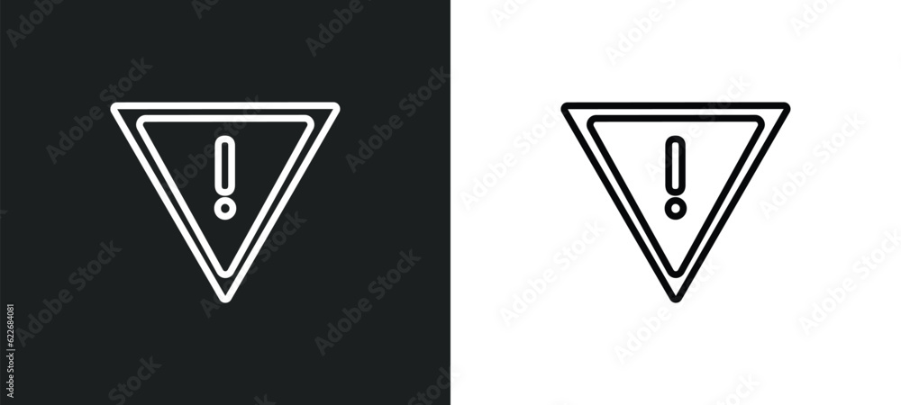 Poster exclamation mark outline icon in white and black colors. exclamation mark flat vector icon from sign