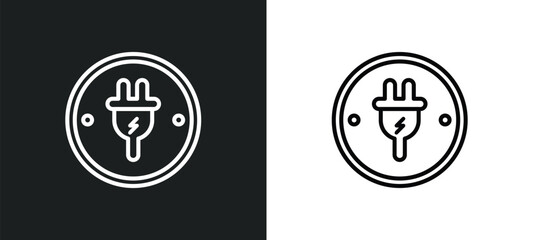 plug outline icon in white and black colors. plug flat vector icon from signs collection for web, mobile apps and ui.