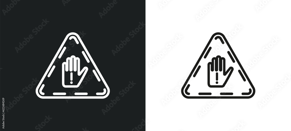 Poster do not touch outline icon in white and black colors. do not touch flat vector icon from signs collec