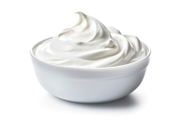 yogurt with cream on white background
