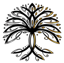 Yggdrasil Tree of life. Nordisch keltische Weltenesche im Tribal Tattoo Style. Vektor für Pagan Wicca Hexen Vikings und Asatru. - 622684613