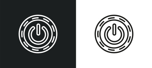power button outline icon in white and black colors. power button flat vector icon from signs collection for web, mobile apps and ui.