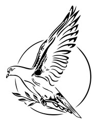 Taube Friedenstaube Frieden. Tattoo Vektor Tier Design.