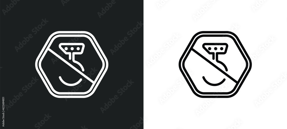 Poster no hooks outline icon in white and black colors. no hooks flat vector icon from signaling collection