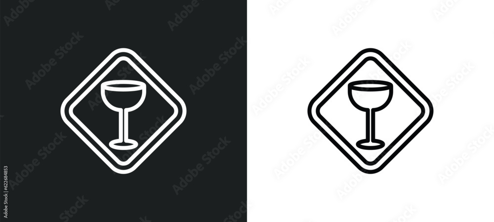 Poster allowed drinking outline icon in white and black colors. allowed drinking flat vector icon from sign