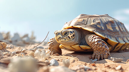 Obraz premium turtle on the beach HD 8K wallpaper Stock Photographic Image