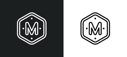 m outline icon in white and black colors. m flat vector icon from signaling collection for web, mobile apps and ui. - obrazy, fototapety, plakaty