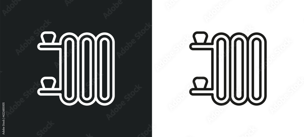 Poster radiators outline icon in white and black colors. radiators flat vector icon from shapes collection 