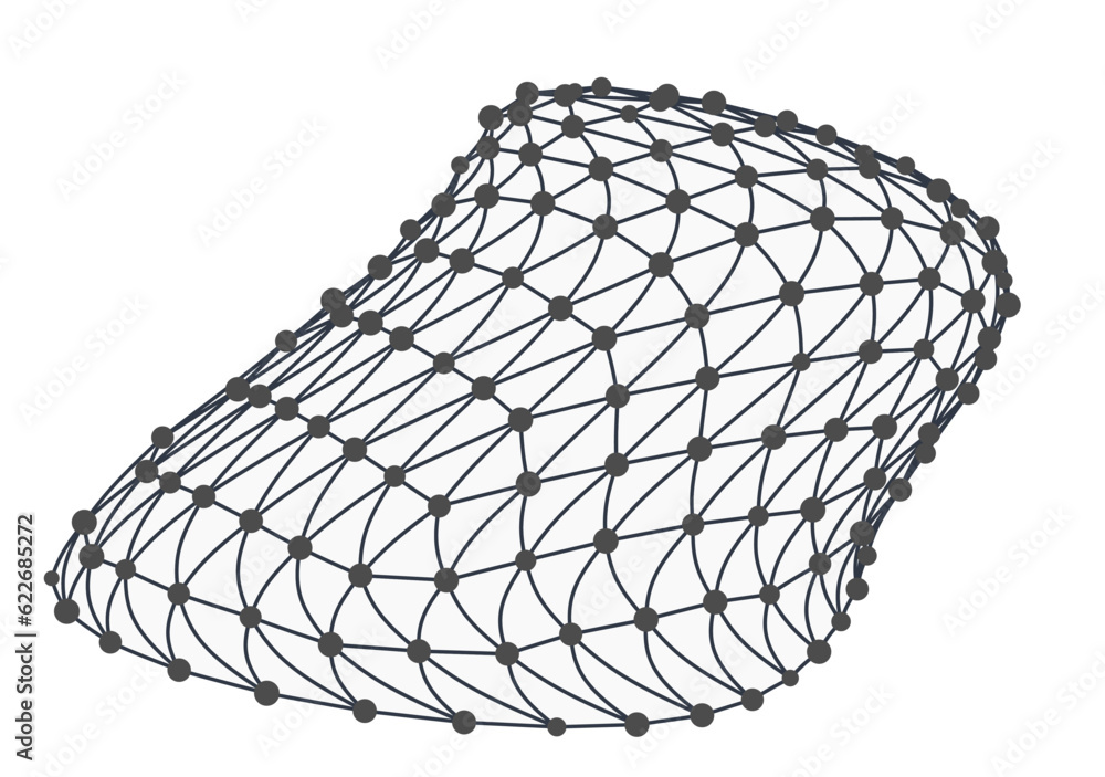 Poster wireframe sphere distorted globe isolated on white background. 3d cell network.