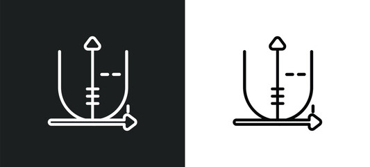 parabola outline icon in white and black colors. parabola flat vector icon from shapes collection for web, mobile apps and ui. - obrazy, fototapety, plakaty