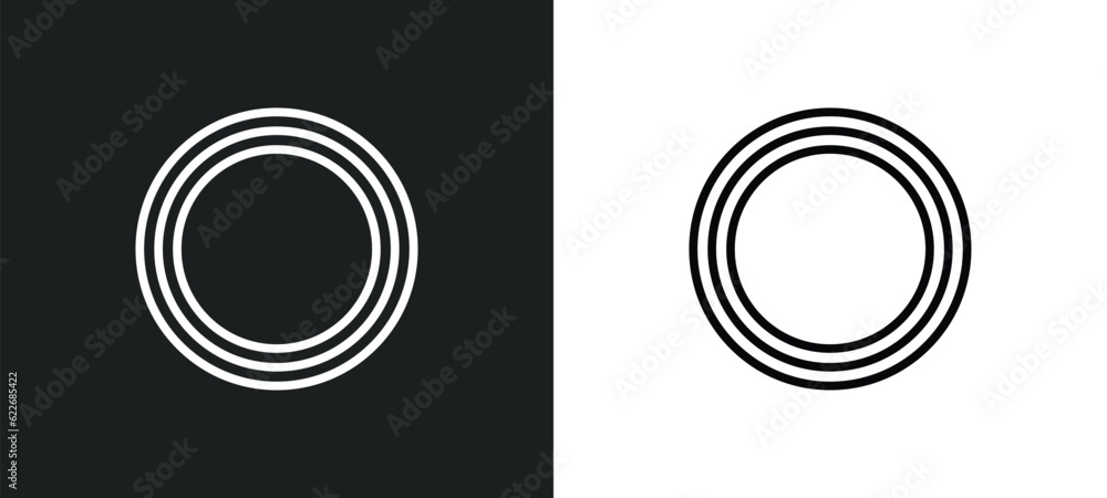 Poster blank circle outline icon in white and black colors. blank circle flat vector icon from shapes colle