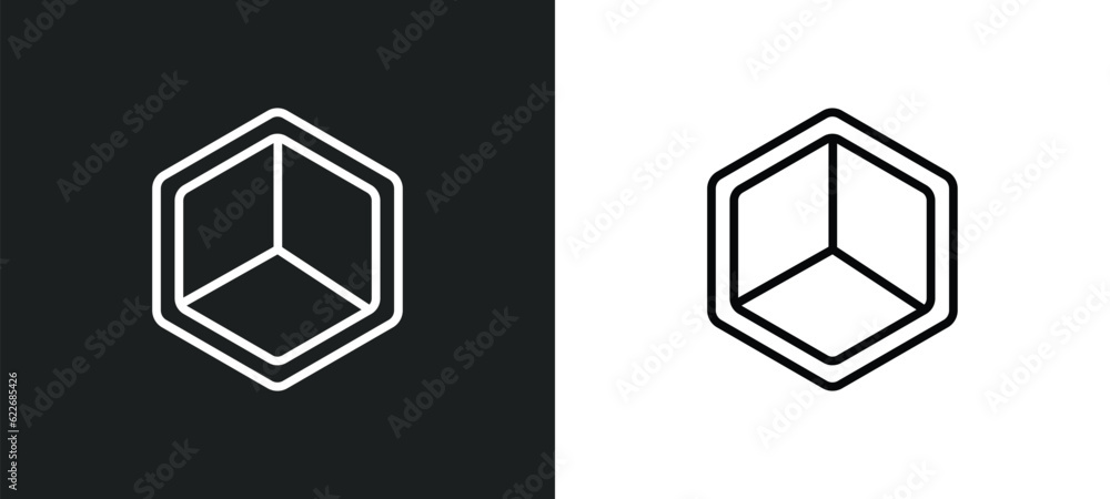 Poster blank cube outline icon in white and black colors. blank cube flat vector icon from shapes collectio